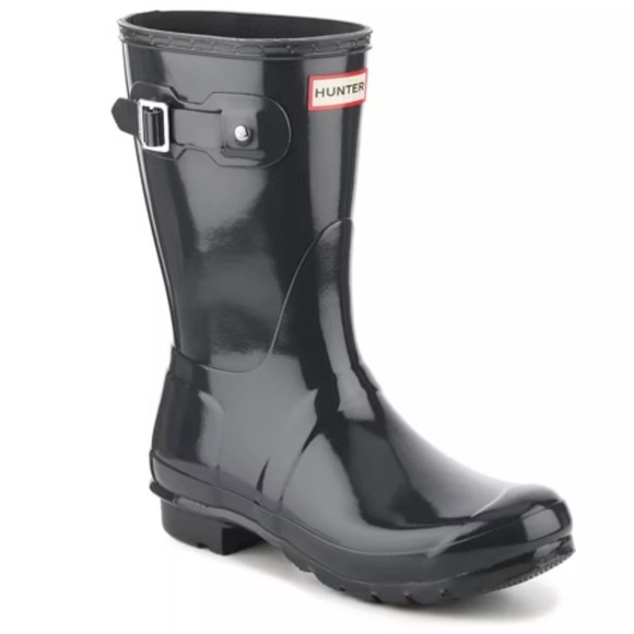 Hunter Original Short Rain Boots Women’s Waterproof Rubber Gray/Blue Size 8 - Picture 1 of 11